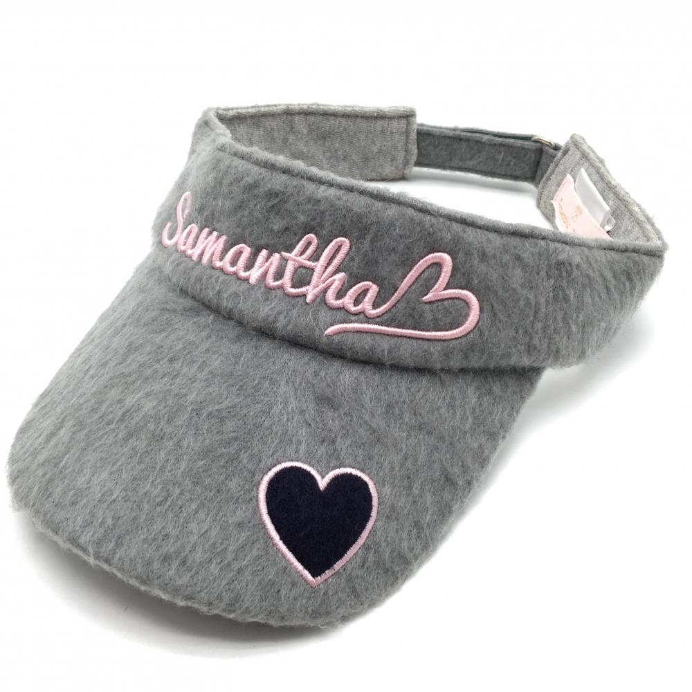 サマンサタバサUNDER25 サンバイザー グレー×ピンク ハート ウール混  レディース F ゴルフウェア Samantha Thavasa