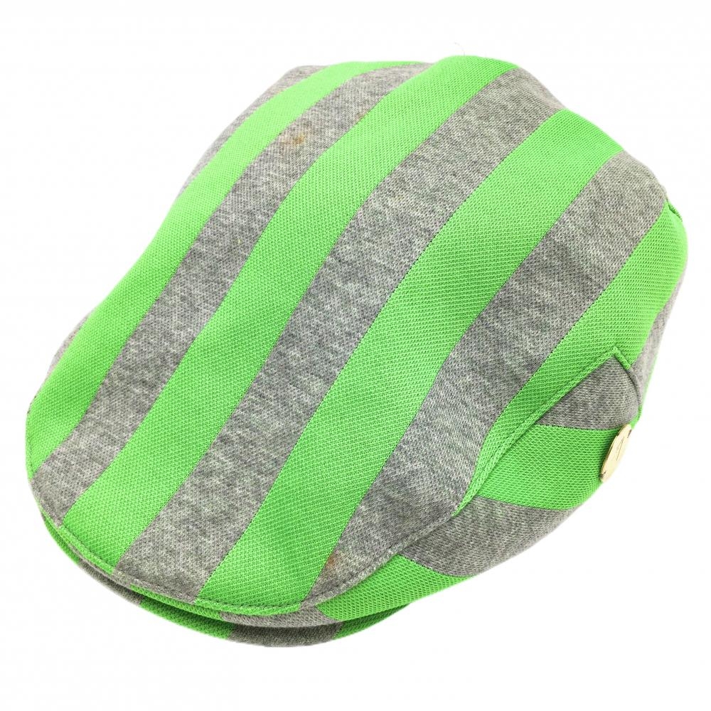 サマンサタバサ№7 ハンチング帽 グリーン×グレー ストライプ  レディース F ゴルフウェア Samantha Thavasa