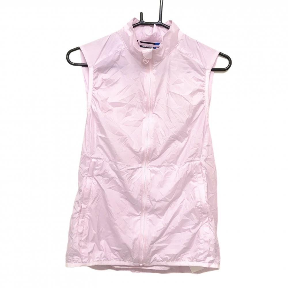 【美品】ジェイリンドバーグ アウターベスト ライトピンク ジップポケット 薄手 ポケッタブル レディース M ゴルフウェア J．LINDEBERG