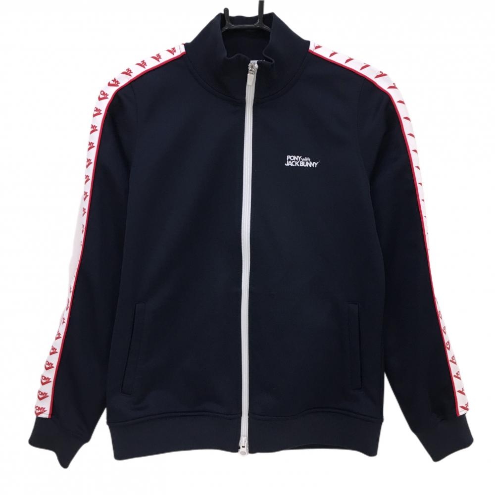 【美品】ジャックバニー ジャケット ネイビー×レッド×白 PONY レディース 1(M) ゴルフウェア Jack Bunny