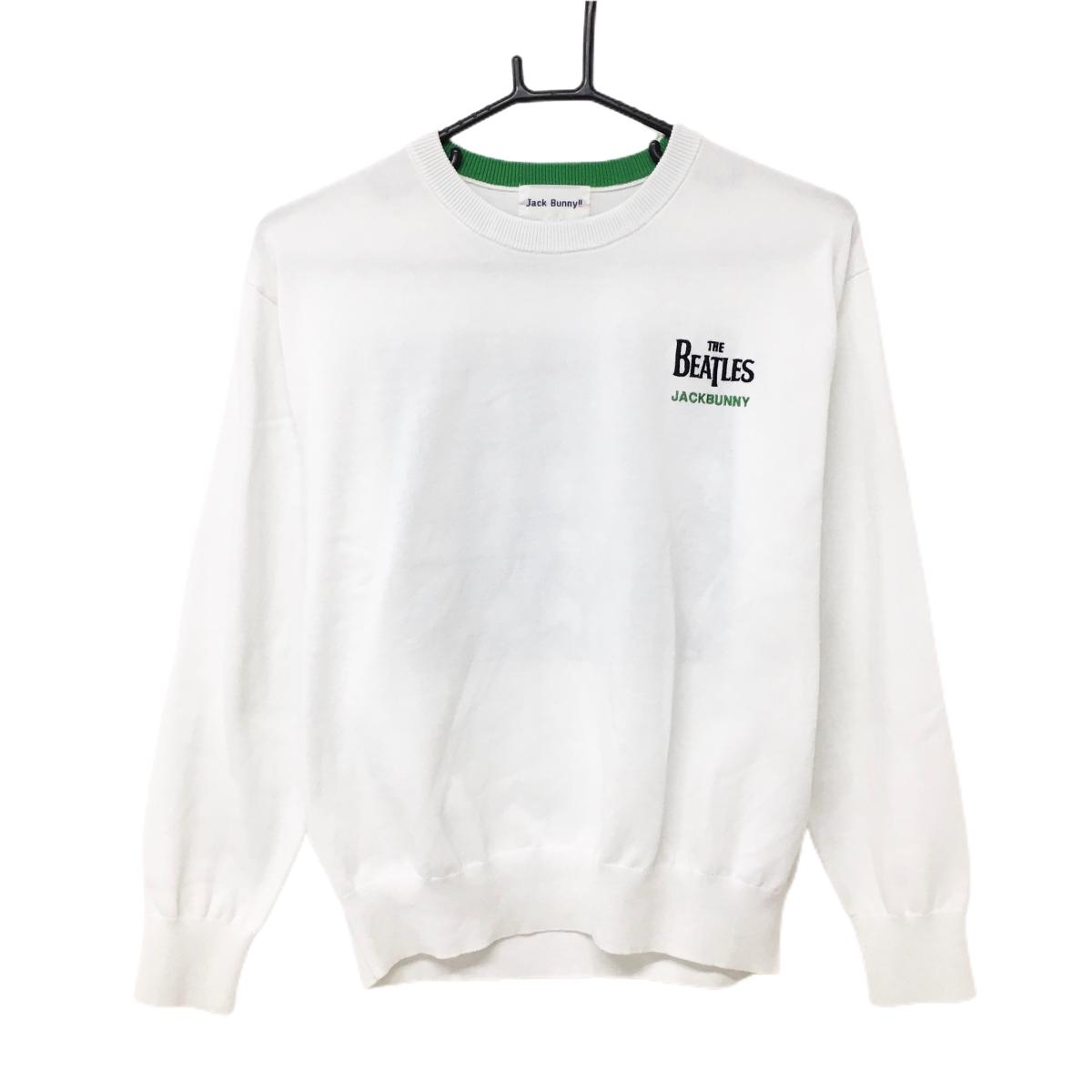 【超美品】ジャックバニー×THE BEATLES セーター 白×黒 ビートルズ ニット レディース 0(S) ゴルフウェア 2025年モデル Jack Bunny