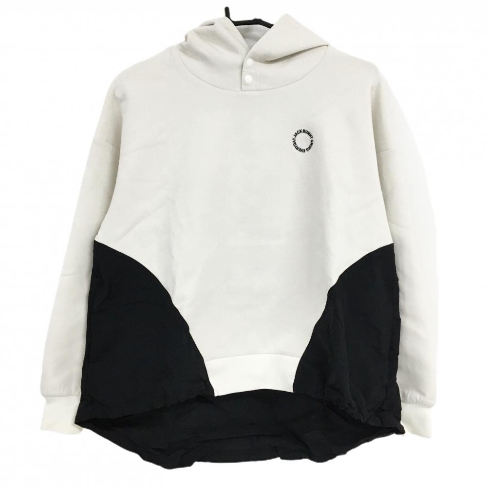 ジャックバニー パーカー ライトベージュ×黒 下部ナイロン切替 トレーナー レディース 0(S) ゴルフウェア Jack Bunny