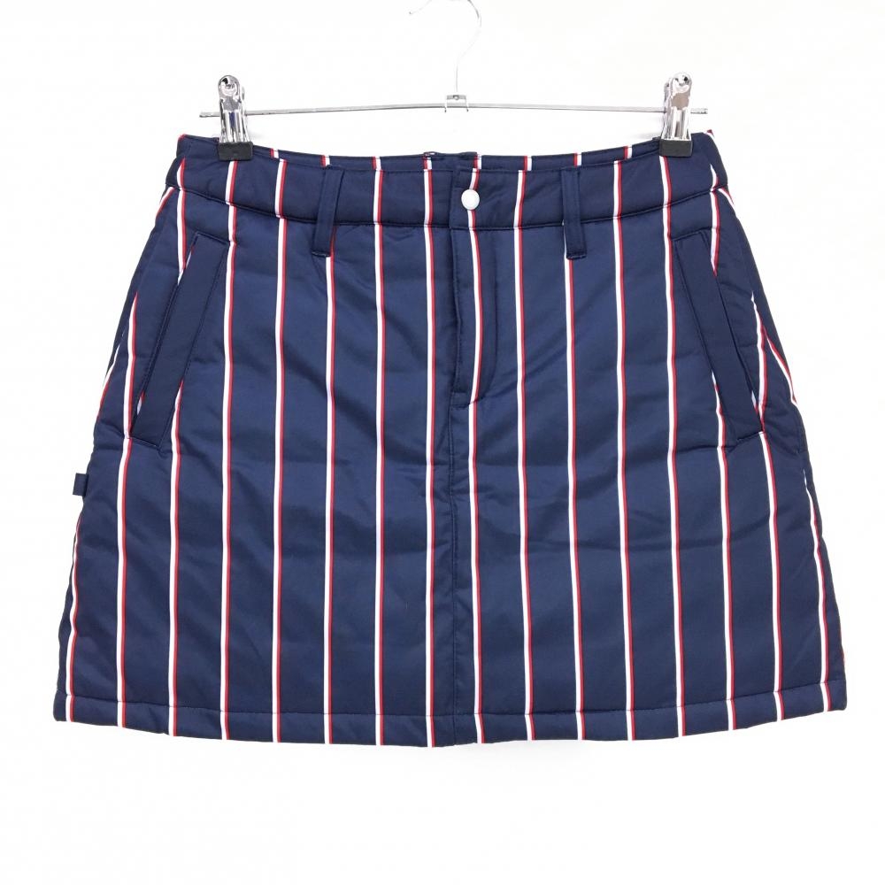 【超美品】ジャックバニー 中綿スカート ネイビー×白×レッド ストライプ 内側インナーパンツ レディース 1(M) ゴルフウェア Jack Bunny
