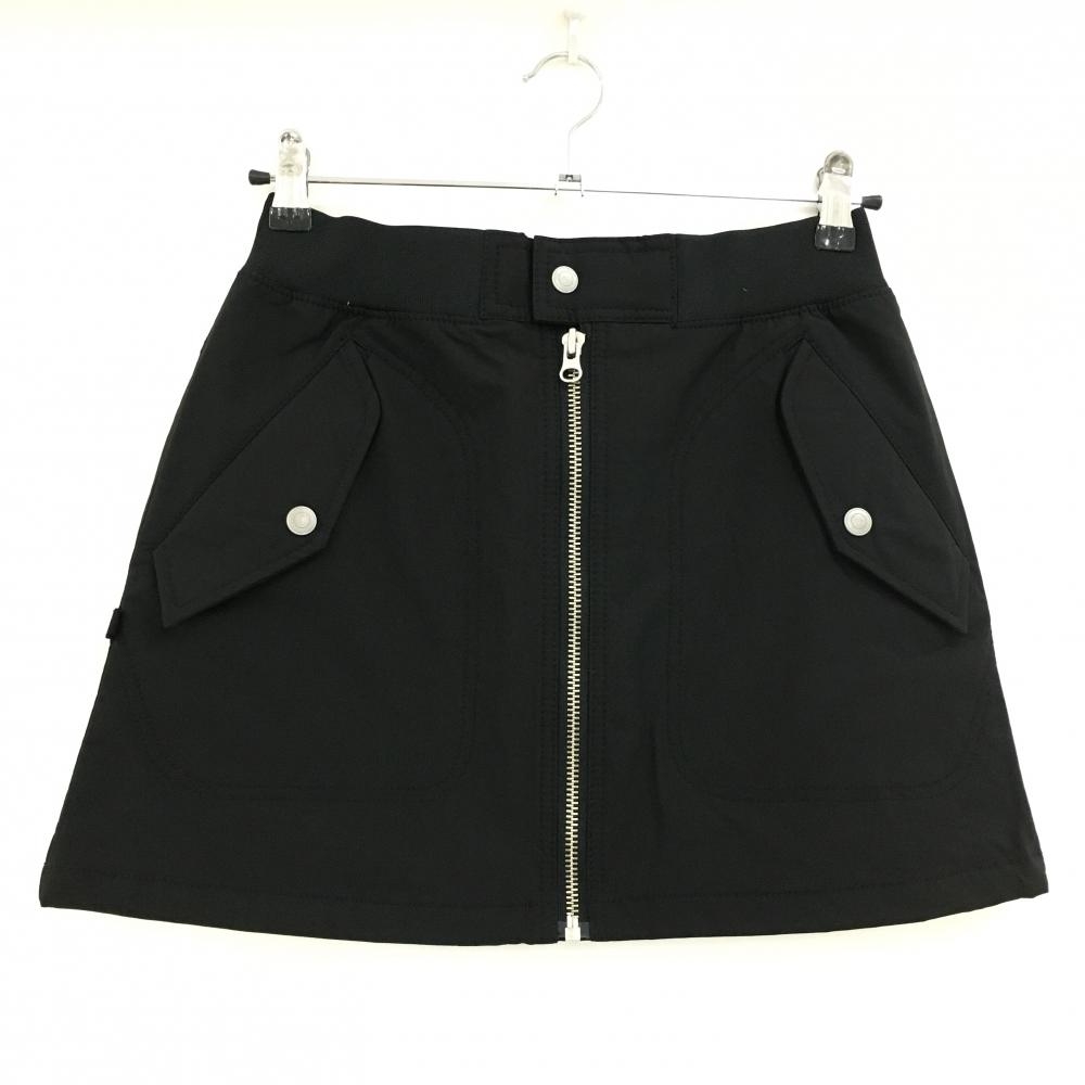 【超美品】ジャックバニー 中綿スカート 黒 ウエスト一部ゴム フロントフルジップ レディース 1(M) ゴルフウェア Jack Bunny