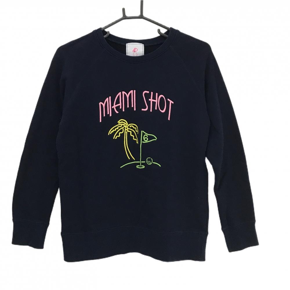 【美品】ジュンアンドロペ トレーナー ネイビー×ピンク レディース L ゴルフウェア JUN＆ROPE