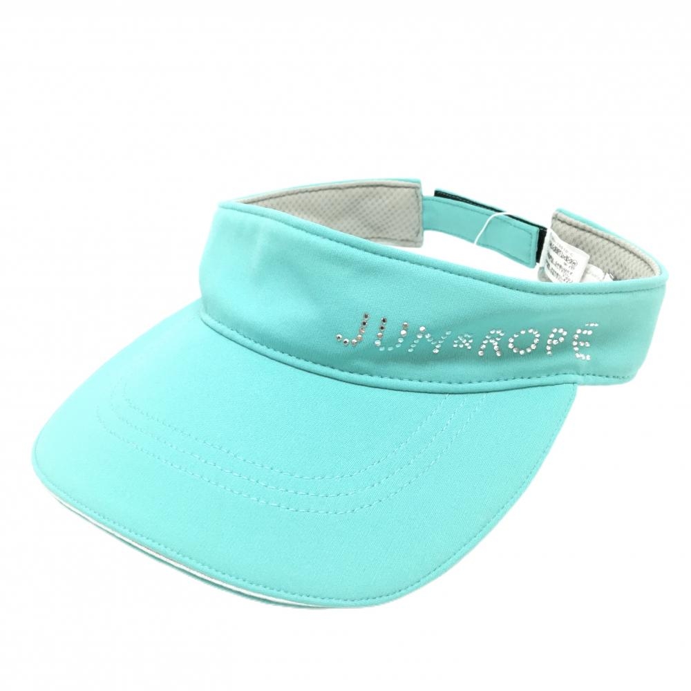 【新品】ジュンアンドロペ サンバイザー ミントグリーン ラインストーン ロゴ  レディース F ゴルフウェア JUN＆ROPE