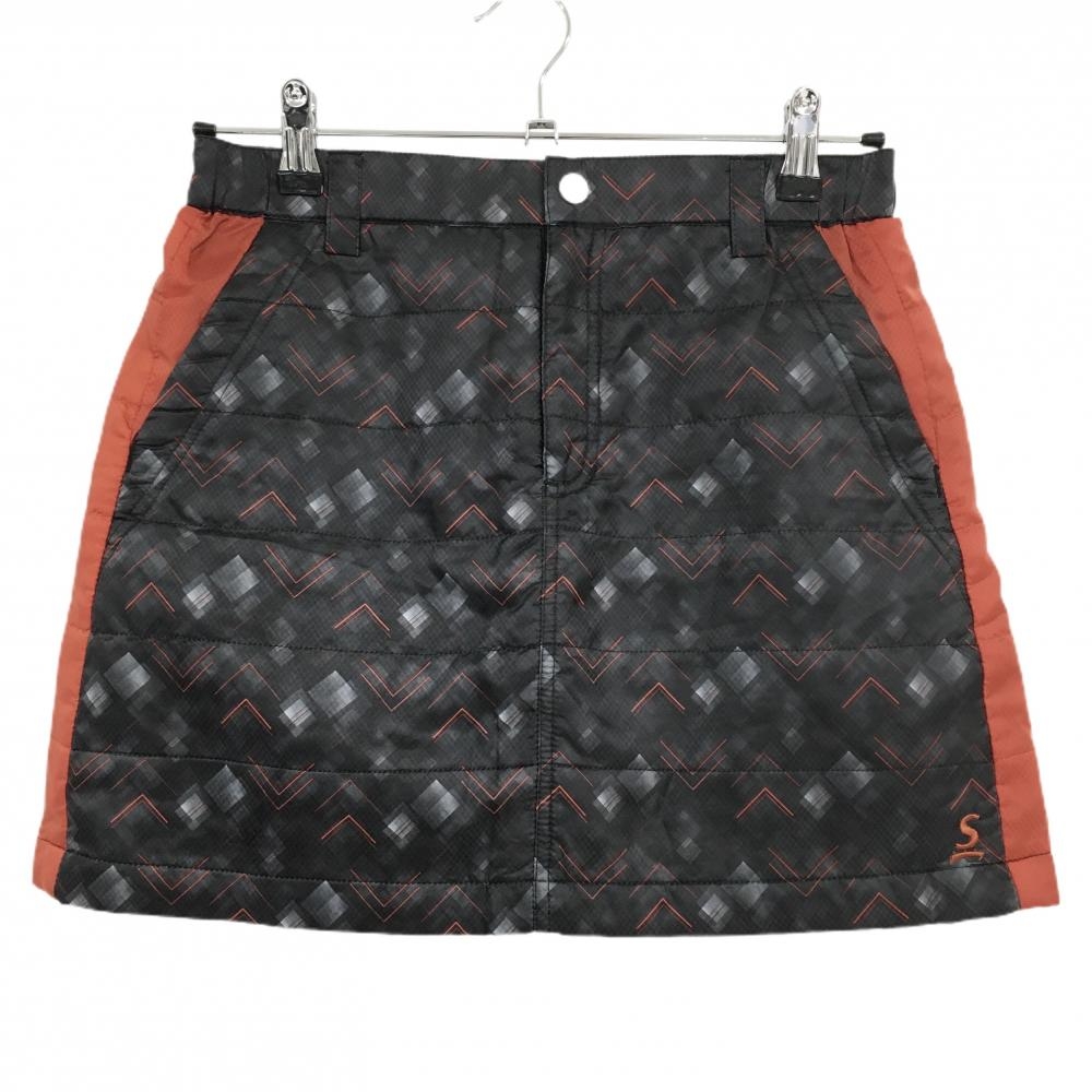 【超美品】スリクソン 中綿スカート 黒×レッド 総柄 細ブロックチェック地模様 レディース M ゴルフウェア SRIXON