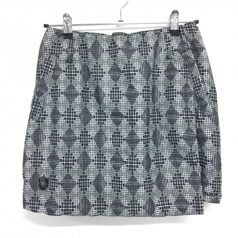 【超美品】スリクソン 中綿スカート グレー×黒 ダイヤ柄 ドット  レディース M ゴルフウェア SRIXON