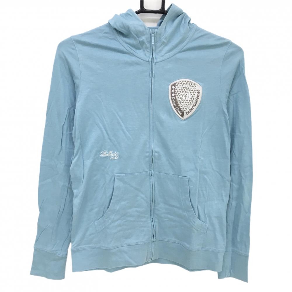 ゾーイ ジップパーカー ライトブルー 胸元ロゴ 薄手 レディース 38(M) ゴルフウェア ZOY