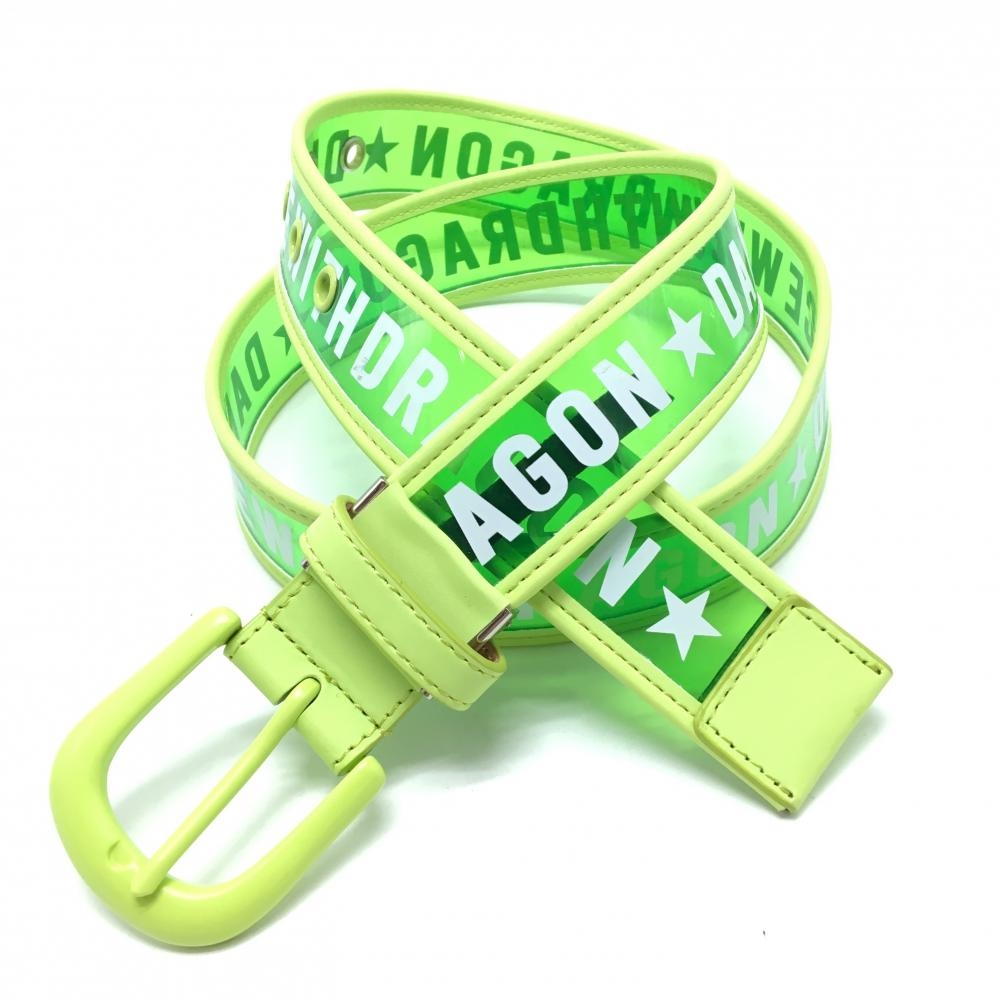 【超美品】ダンスウィズドラゴン クリアベルト　ライトグリーン×白 ロゴ  レディース  ゴルフウェア Dance With Dragon