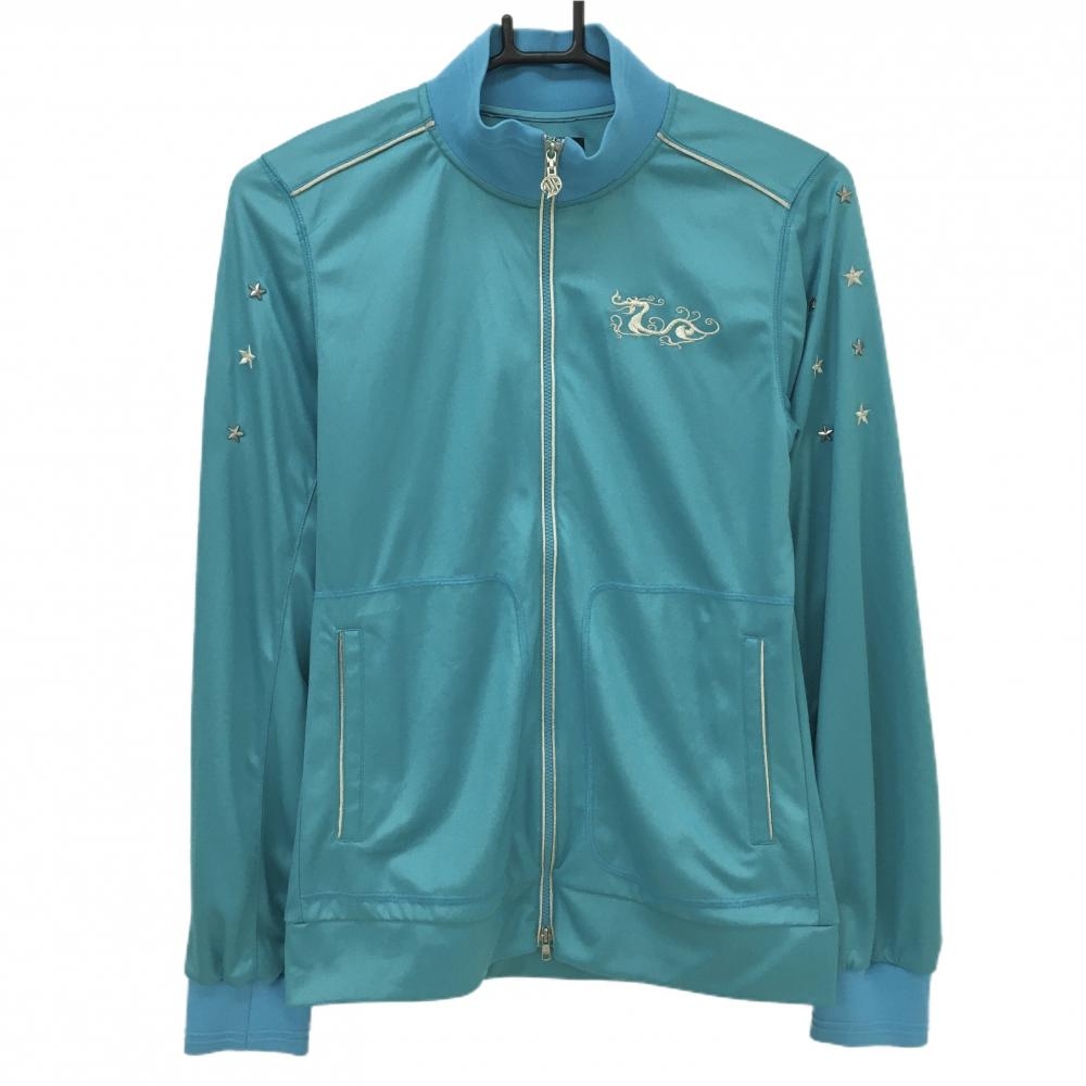 【超美品】ダンスウィズドラゴン ジャケット ライトブルー スタッズ レディース 3(L) ゴルフウェア Dance With Dragon