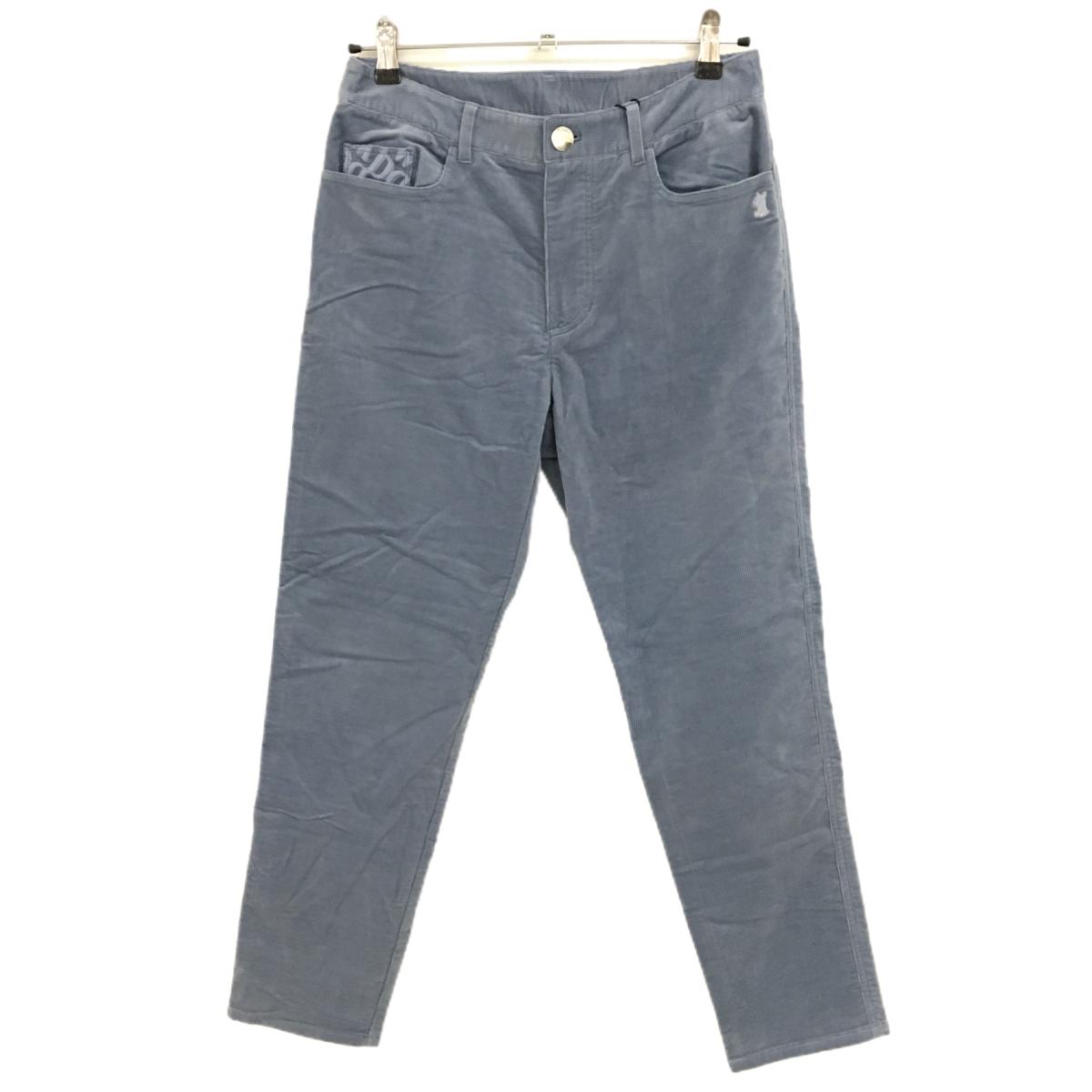 【新品】ダンスウィズドラゴン パンツ ブルーグレー コーデュロイ ストレッチ チビドラ レディース 3(L) ゴルフウェア Dance With Dragon