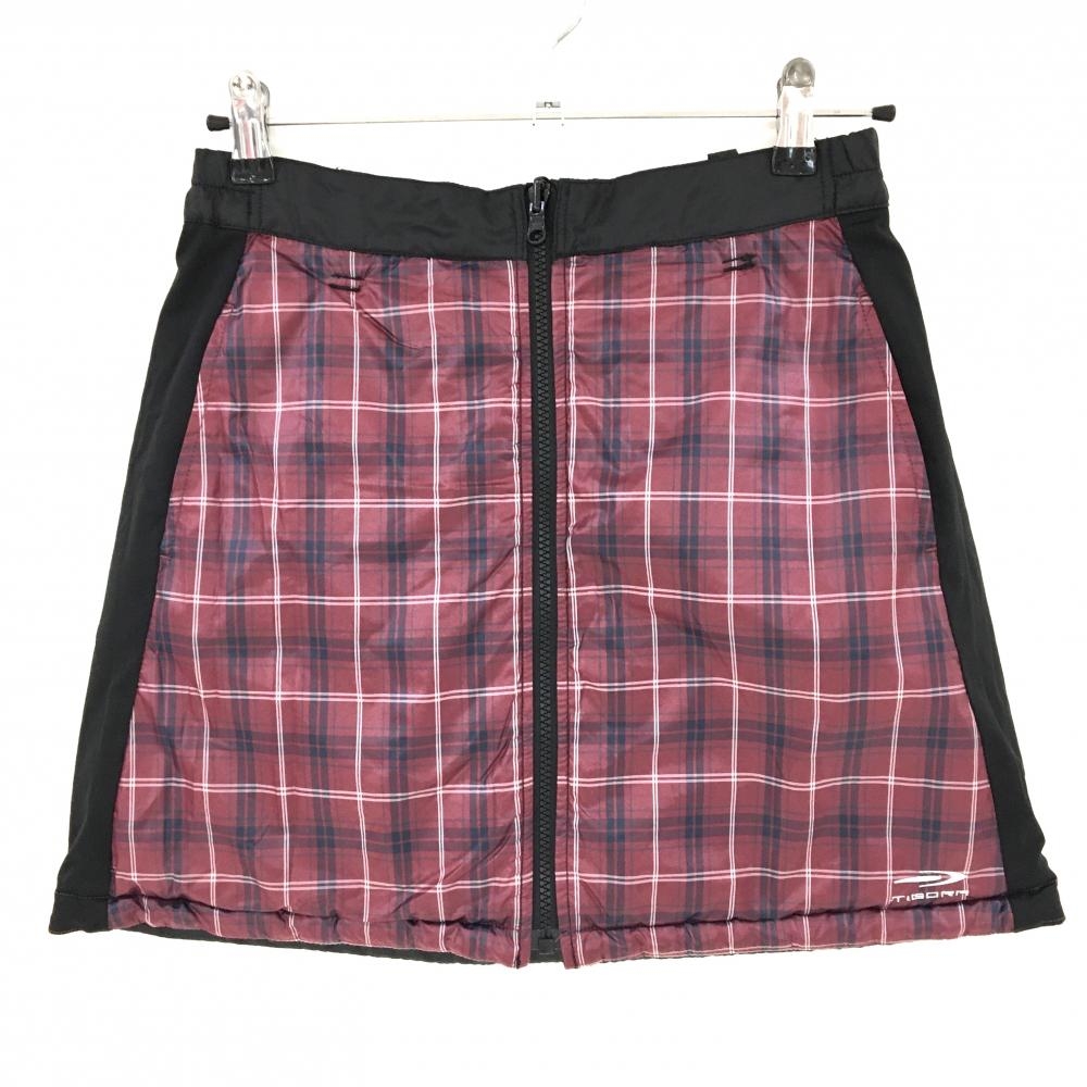 【超美品】ティゴラ 中綿リバーシブルスカート ピンク系×白 チェック 裏面黒 2WAY レディース M ゴルフウェア TIGORA