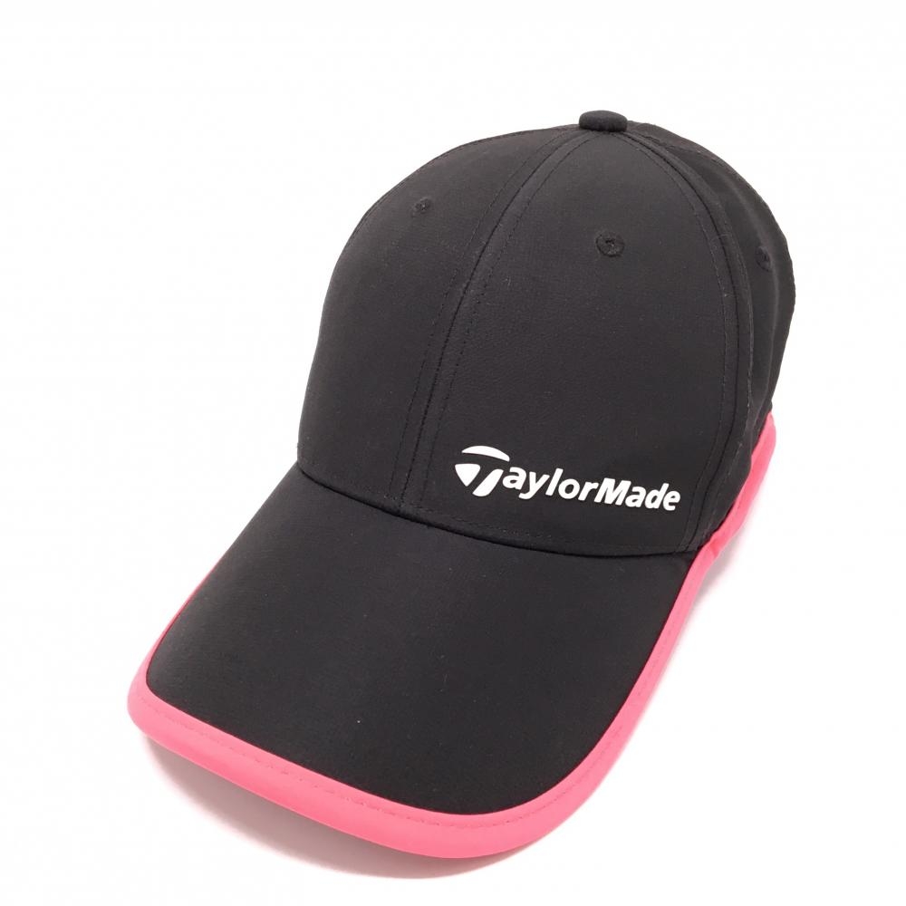 【美品】テーラーメイド キャップ 黒×ピンク×白 フロントロゴ  レディース フリー(55-57cm) ゴルフウェア TaylorMade