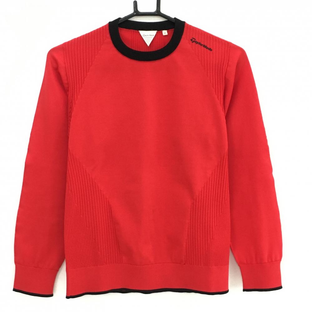 【美品】テーラーメイド セーター レッド×黒 肩ロゴ ニット レディース M ゴルフウェア サンプル品 TaylorMade