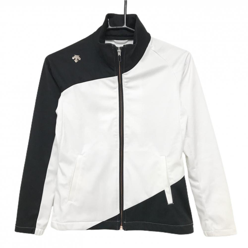 デサントゴルフ ジャケット 白×黒 バイカラー 肩ロゴ 中田英寿 レディース S ゴルフウェア DESCENTE