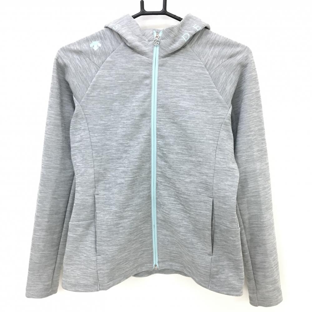 デサントゴルフ ジップパーカー 杢ライトグレー フードロゴプリント 中田英寿 ジャケット  レディース M ゴルフウェア DESCENTE