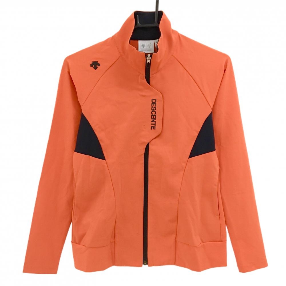 デサントゴルフ ジャケット オレンジ×黒 立体ロゴ レディース M ゴルフウェア DESCENTE