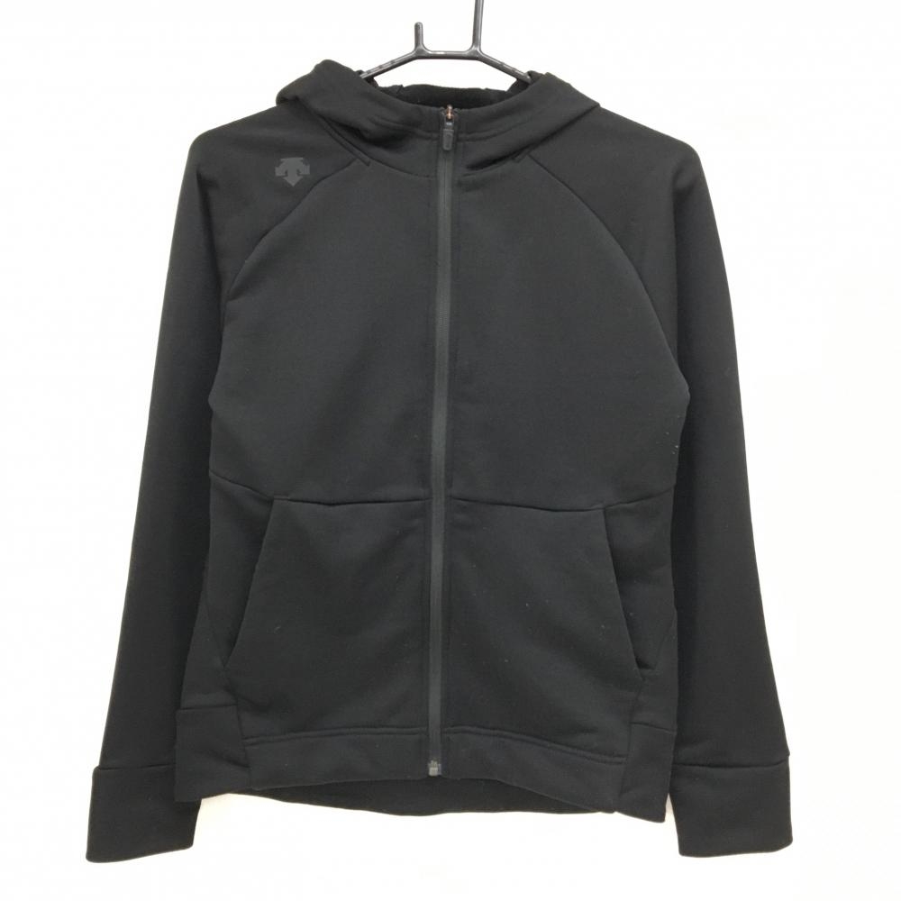 デサント ジップパーカー 黒 肩ロゴ レディース M ゴルフウェア DESCENTE