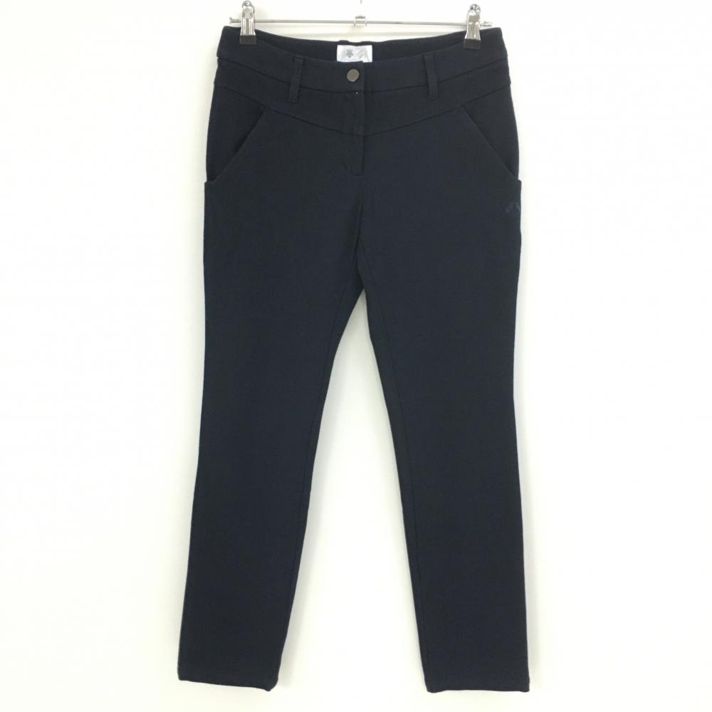 デサントゴルフ パンツ ダークネイビー 裏微起毛 立体ロゴ 中田英寿 レディース 67/L ゴルフウェア DESCENTE