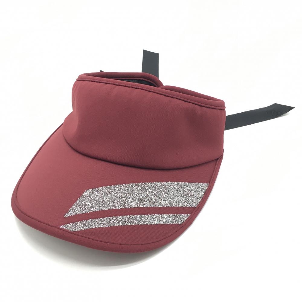 【超美品】デサントゴルフ サンバイザー ボルドー LUXE 後ろリボン 中田英寿  ロゴ レディース F(55㎝-57㎝) ゴルフウェア DESCENTE