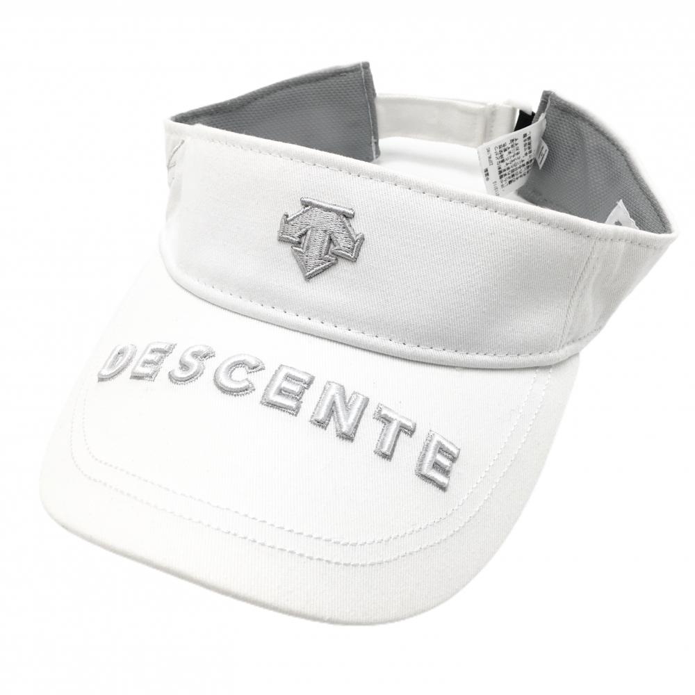 【超美品】デサントゴルフ サンバイザー 白 立体ロゴ 中田英寿  レディース F(55-57cm) ゴルフウェア DESCENTE