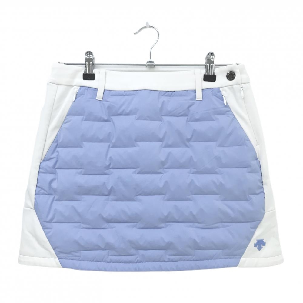 デサントゴルフ 切替ダウンスカート ブルー系×白 裏微起毛 裾ロゴ 中田英寿 レディース 64/M ゴルフウェア DESCENTE