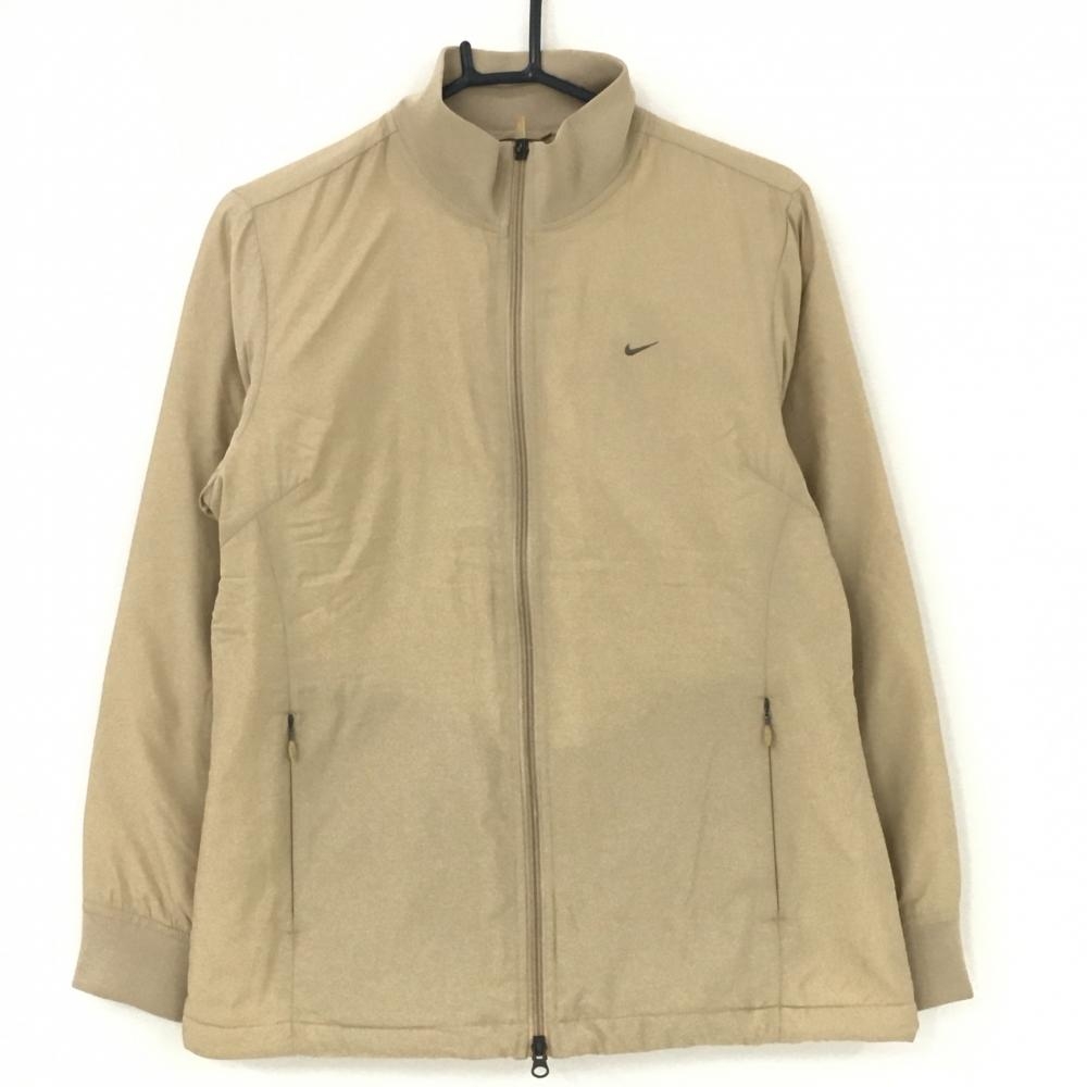 ナイキゴルフ 中綿ジャケット ベージュ ロゴ刺しゅう ドローコード レディース M ゴルフウェア NIKE