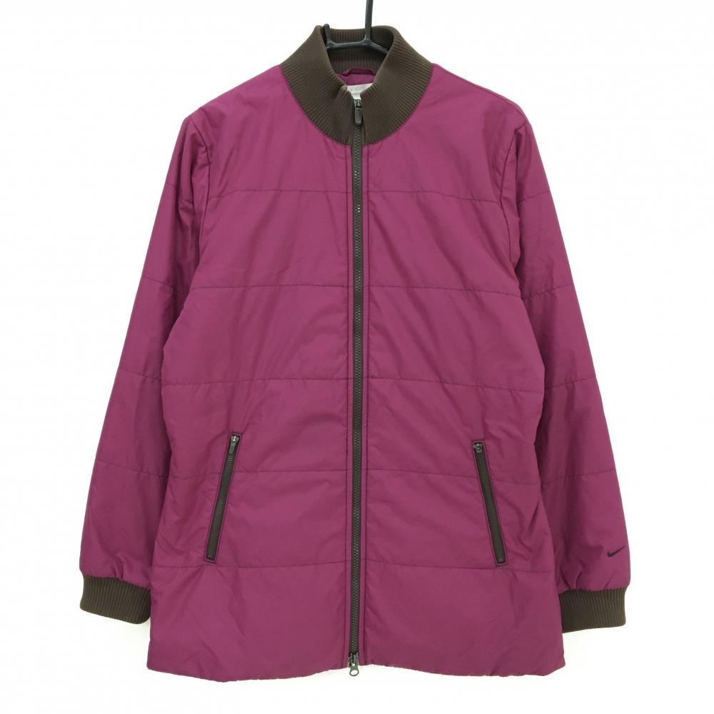 ナイキゴルフ 中綿ジャケット ピンクパープル×ブラウン 袖ロゴ刺しゅう  レディース L ゴルフウェア NIKE