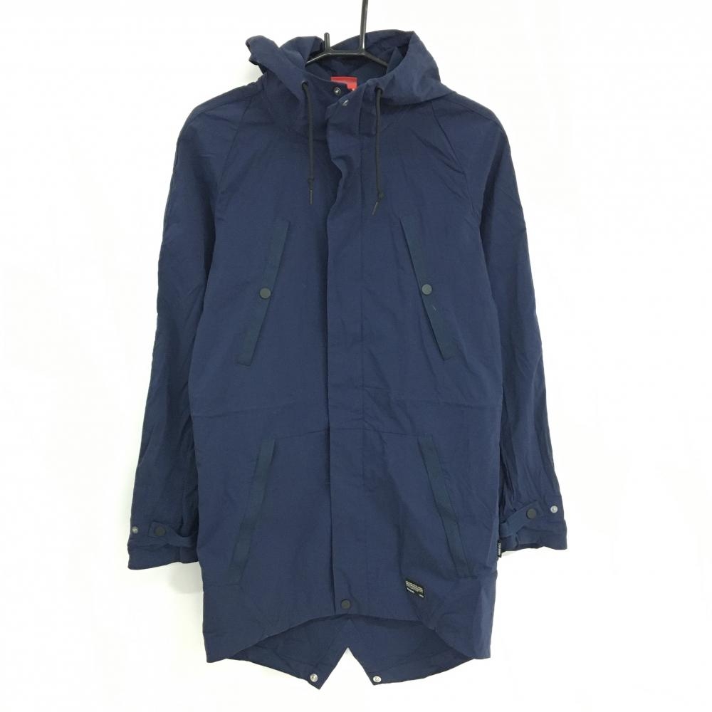 【美品】ナイキ ナイロンジャケット ネイビー ロング丈 フード付き  レディース S P CH ゴルフウェア NIKE