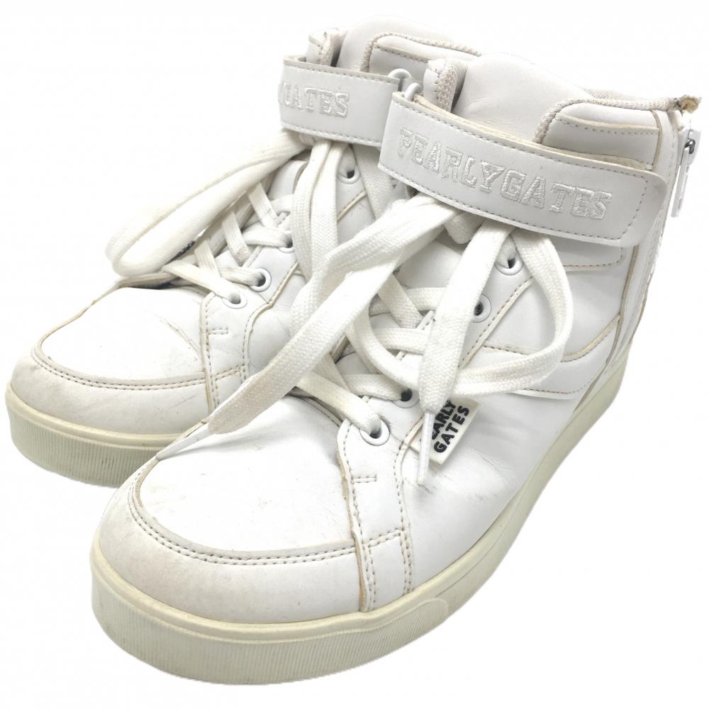 パーリーゲイツ ハイカットゴルフシューズ 白 053-2992302 サイドジップ レディース 22.5 ゴルフウェア PEARLY GATES