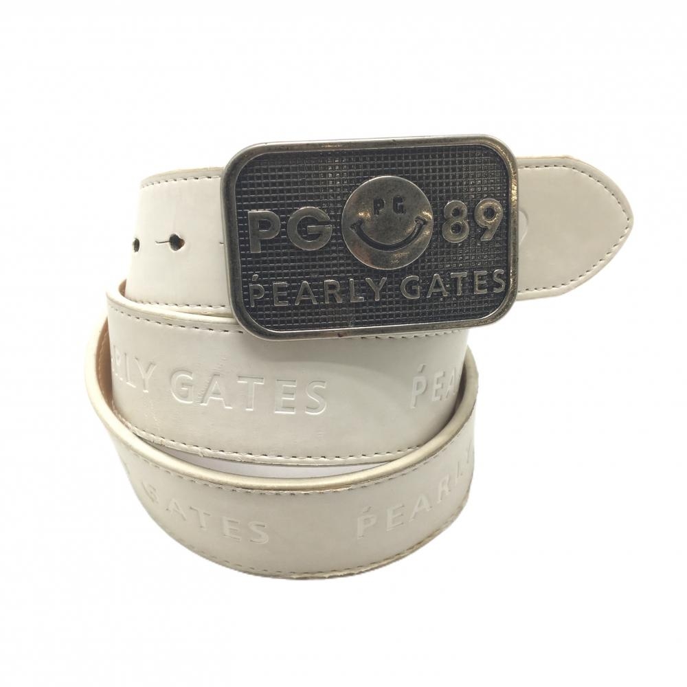 パーリーゲイツ トップ式ベルト 白 ニコちゃん スマイル エンボスロゴ  レディース  ゴルフウェア PEARLY GATES