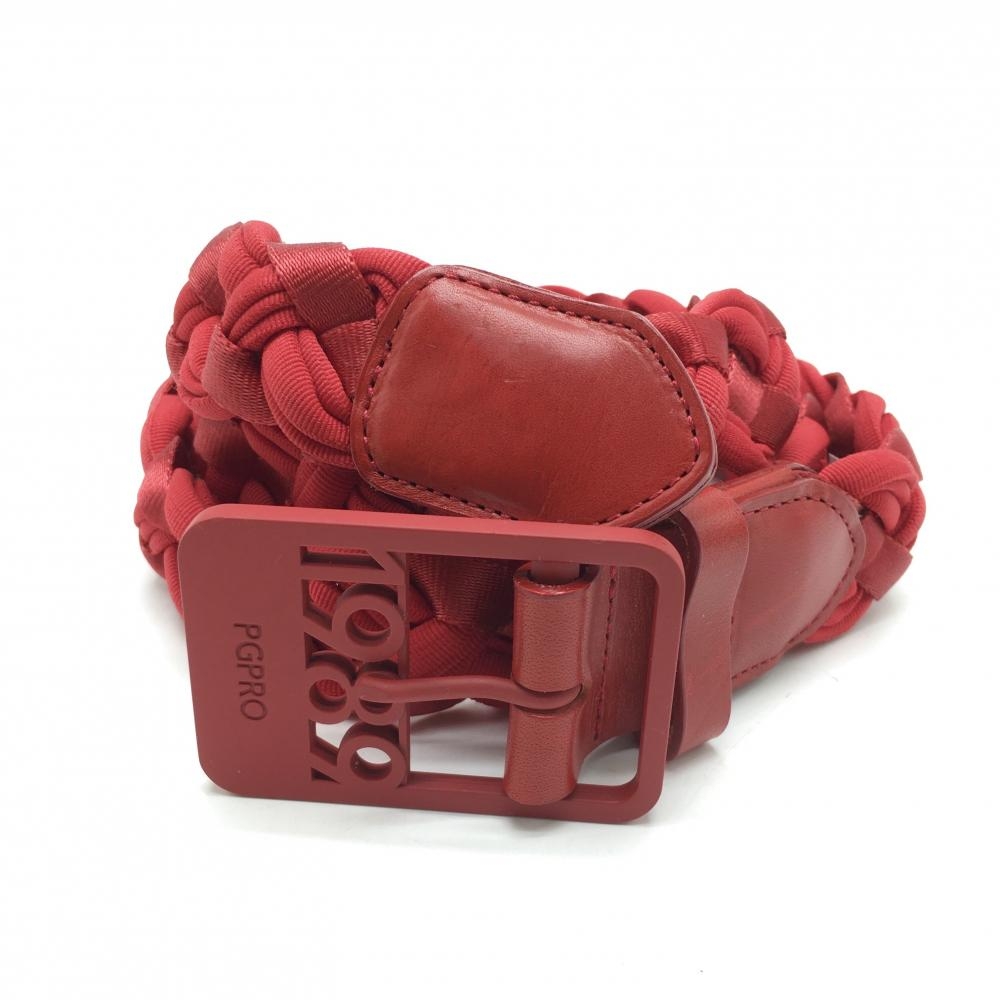 【美品】パーリーゲイツ メッシュベルト レッド 編み込み レディース  ゴルフウェア PEARLY GATES