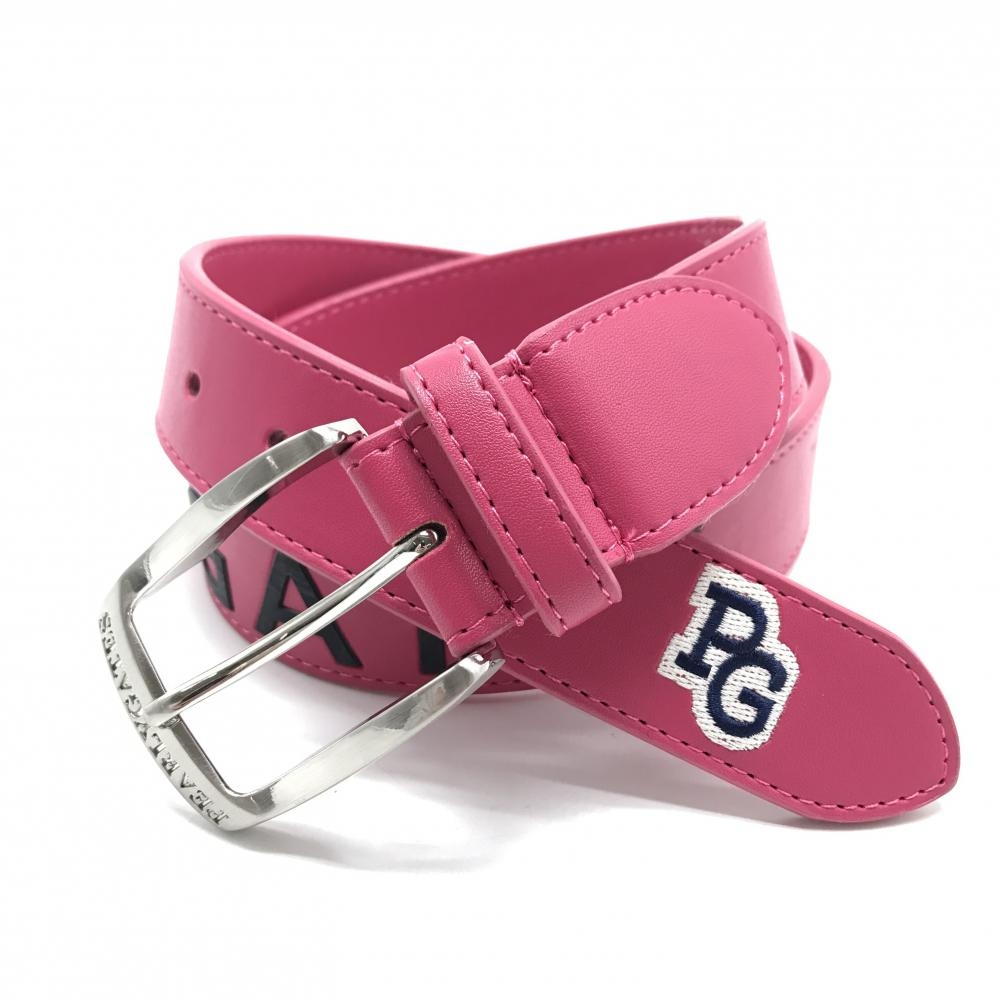 パーリーゲイツ ベルト ピンク×黒 ロゴ  レディース  ゴルフウェア PEARLY GATES