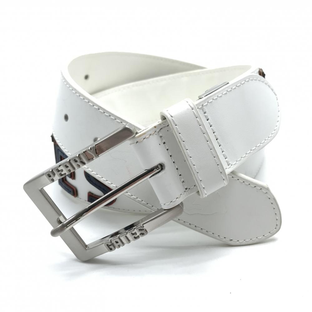 パーリーゲイツ ベルト 白×ネイビー 立体ロゴ  レディース  ゴルフウェア PEARLY GATES