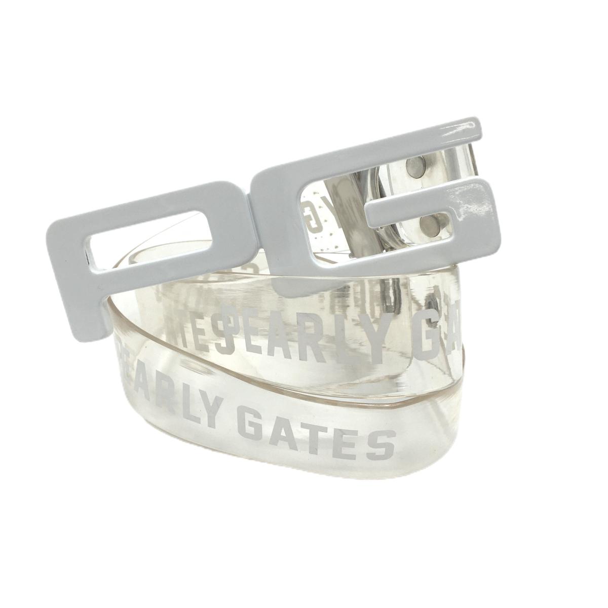 パーリーゲイツ トップ式ベルト クリア×白 ロゴ総柄 ロゴバックル  レディース  ゴルフウェア PEARLY GATES