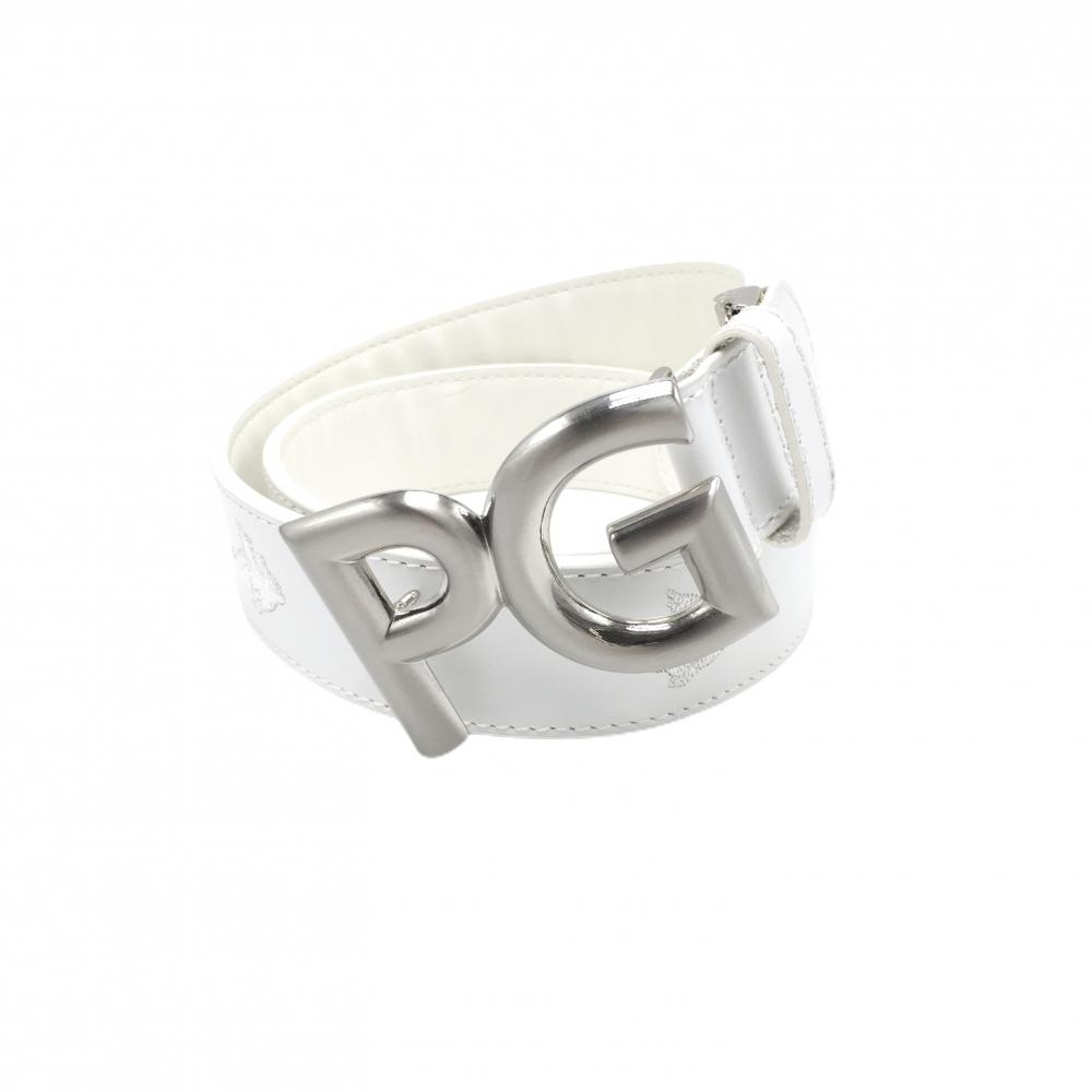 【美品】パーリーゲイツ トップ式ベルト 白系 ロゴ刺しゅう シルバーバックル  レディース  ゴルフウェア PEARLY GATES