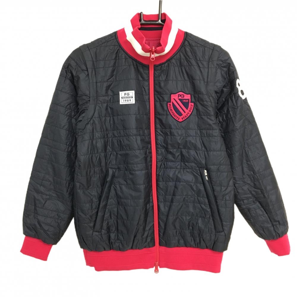 【超美品】パーリーゲイツ 中綿リバーシブルジャケット ネイビー 片面ピンク 袖着脱可 4WAY レディース 0(S) ゴルフウェア PEARLY GATES