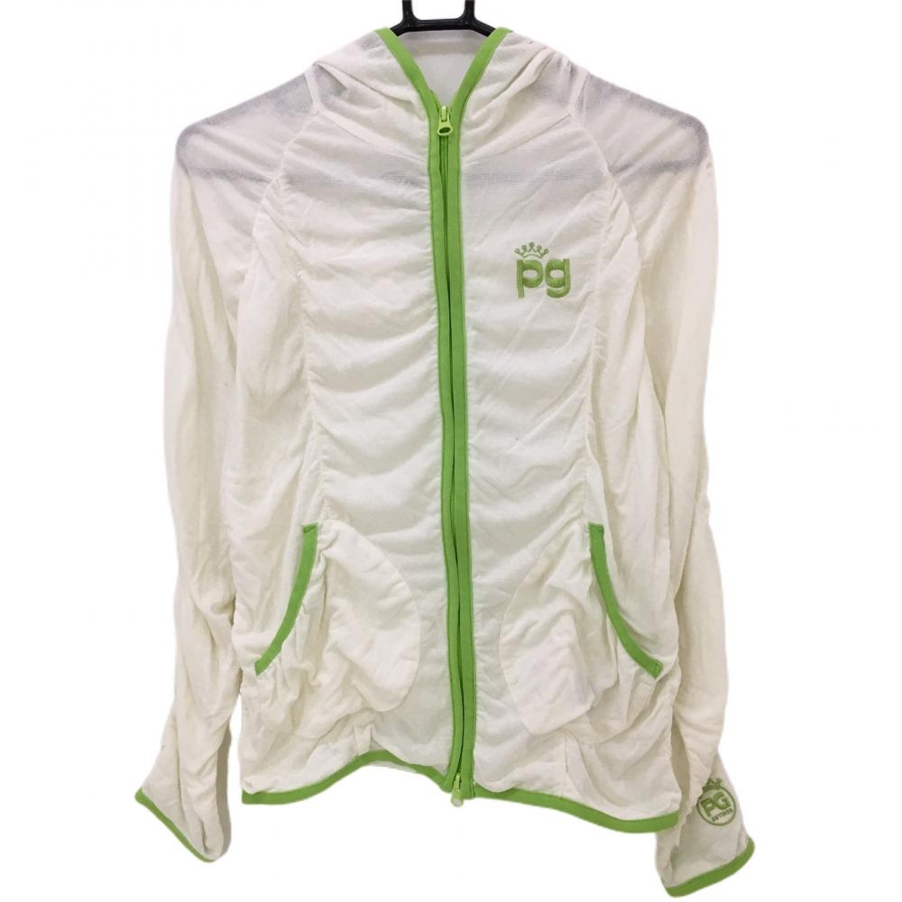 パーリーゲイツ ジップパーカー アイボリー×ライトグリーン メッシュ ブルゾン  レディース 1(M) ゴルフウェア PEARLY GATES