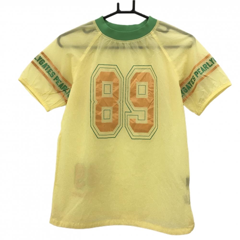 【超美品】パーリーゲイツ 半袖ブルゾン イエロー×グリーン 薄手  レディース 1(M) ゴルフウェア PEARLY GATES