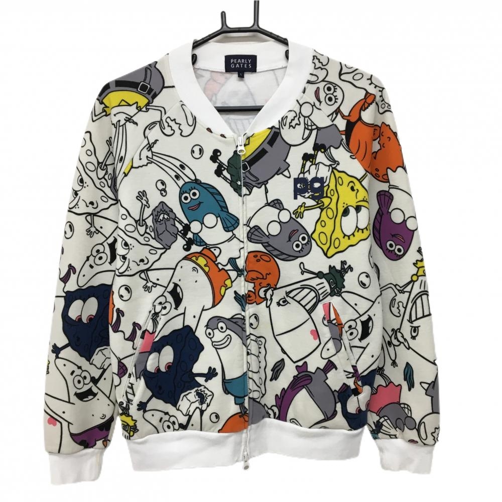 パーリーゲイツ×スポンジボブ ジャケットブルゾン アイボリー×マルチカラー 総柄  レディース 1(M) ゴルフウェア PEARLY GATES