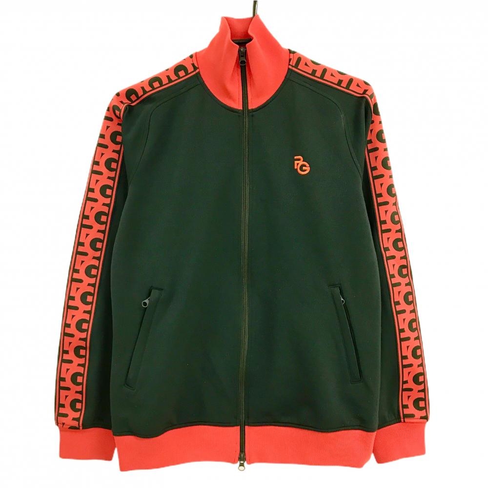 パーリーゲイツ ジャケットブルゾン 黒×レッド 袖ロゴ レディース 2(L) ゴルフウェア PEARLY GATES