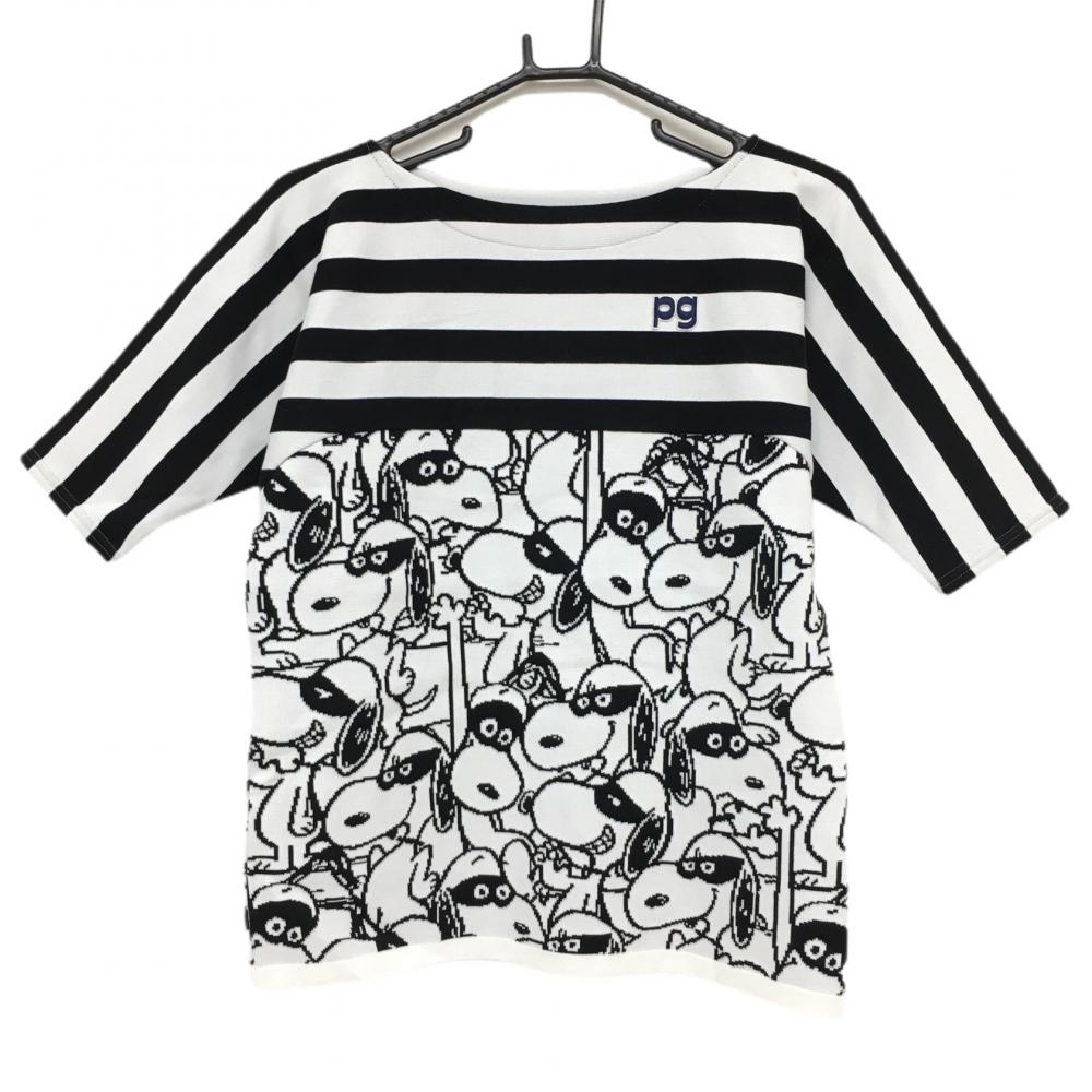 【新品】パーリーゲイツ×PEANUTS 半端袖セーター 白×黒 スヌーピー ニット 日本製  レディース 1(M) ゴルフウェア PEARLY GATES