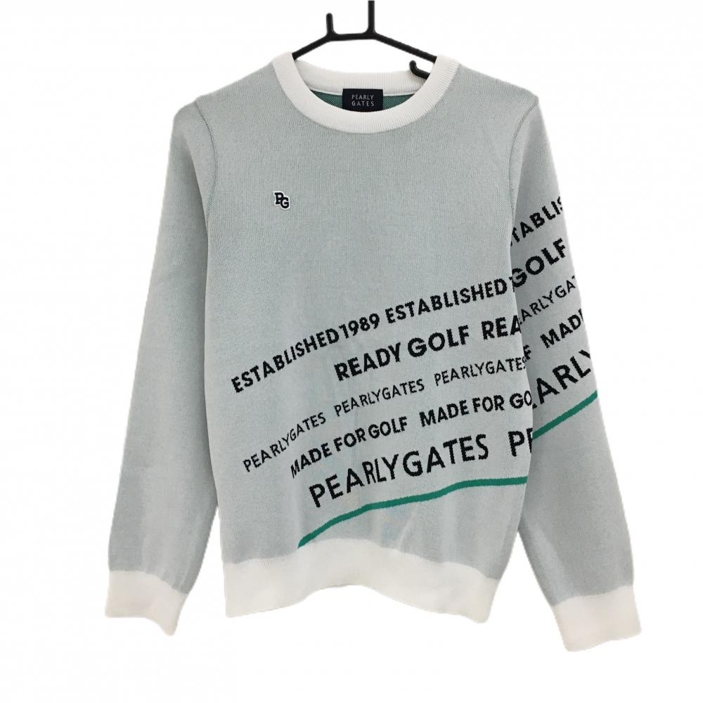 【新品】パーリーゲイツ セーター 白×黒 ロゴ コットン混 ドライタッチ ニット レディース 2(L) ゴルフウェア 2025年モデル PEARLY GATES