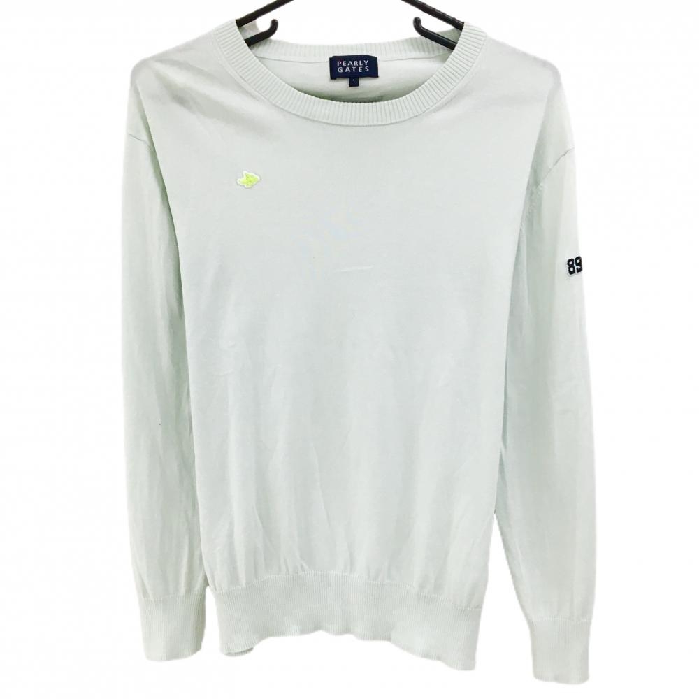 パーリーゲイツ セーター ライトブルー系 胸ロゴ コットン100％ 薄手 ニット  レディース 1(M) ゴルフウェア PEARLY GATES
