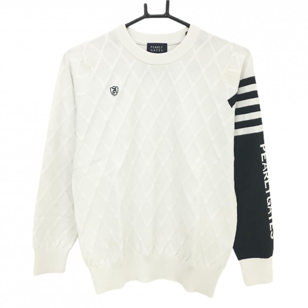 パーリーゲイツ セーター 白×黒 袖ロゴ ニット レディース 0(S) ゴルフウェア PEARLY GATES