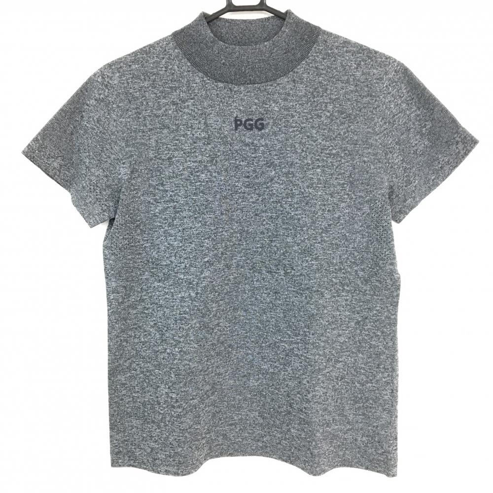 【新品】PGGパーリーゲイツ 半袖ハイネックセーター 杢ダークグレー レディース 1(M) ゴルフウェア PEARLY GATES