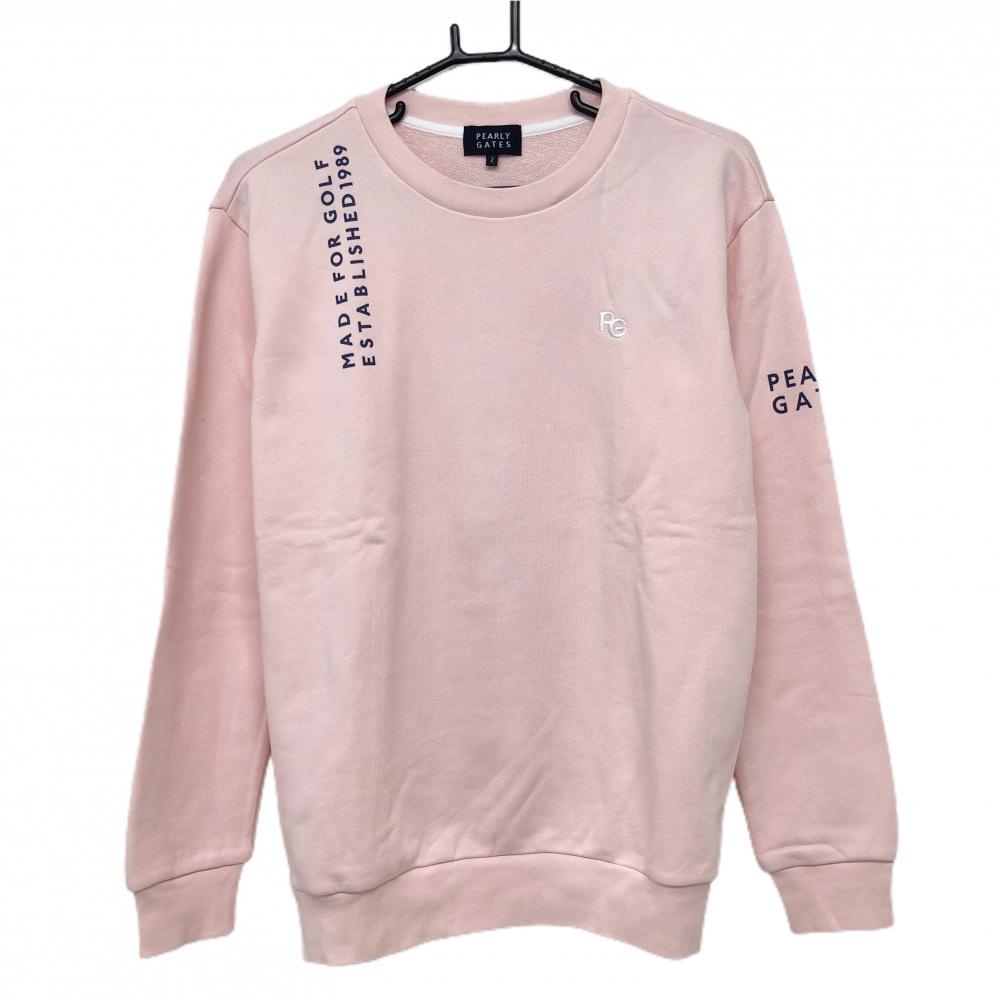 【新品】パーリーゲイツ トレーナー ピンク×ネイビー 背面ライン レディース 2(L) ゴルフウェア PEARLY GATES
