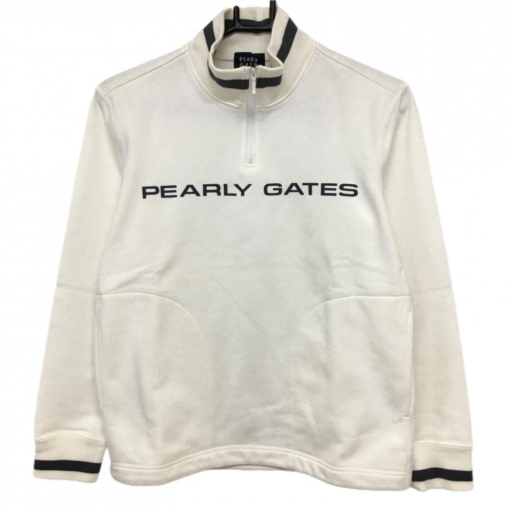 パーリーゲイツ ハイネックトレーナー 白×グレー スウェット ハーフジップ レディース 1(M) ゴルフウェア PEARLY GATES