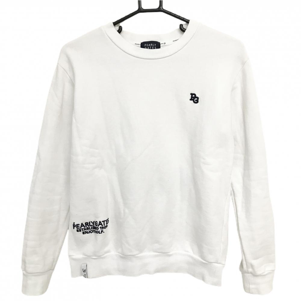 【美品】パーリーゲイツ トレーナー 白 35周年 ニコちゃん スウェット  レディース 1(M) ゴルフウェア 2024年モデル PEARLY GATES